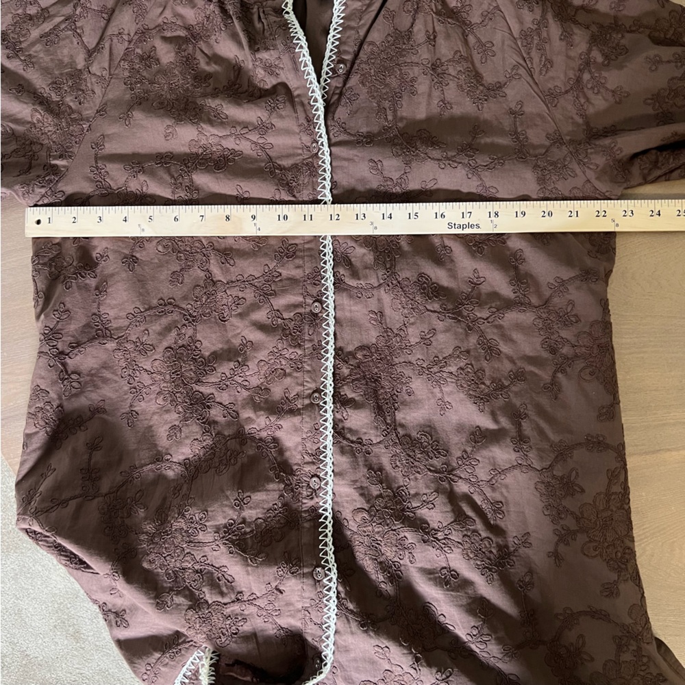 HYACINTH HOUSE Brown Embroidered Trisha Shirt Dress with Pockets Size Large - Picture 13 of 14